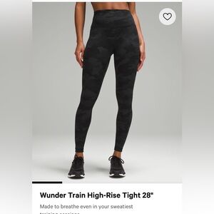 Lululemon Wunder Under High Rise Tight Size 6 Black camo print, barely used